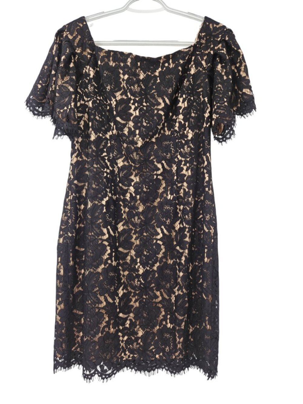 Eliza J Off The Shoulder Floral Lace Sheath Dress Black Women's 10 Formal Event - Picture 2 of 11